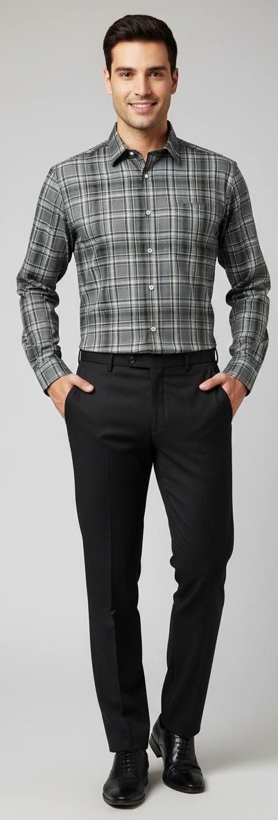 Men's Cotton Green Checks Shirt
