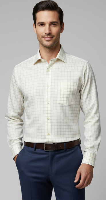 Men's Lemon Yellow Checks Shirt