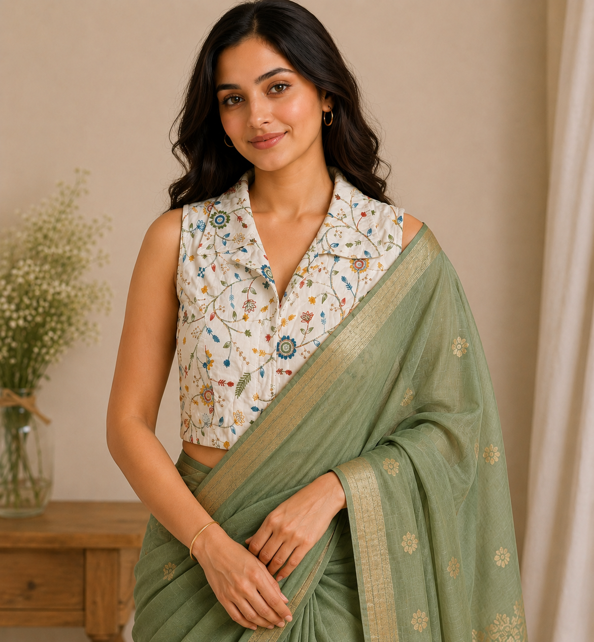 Elegant Floral Embroidered Designer Blouse