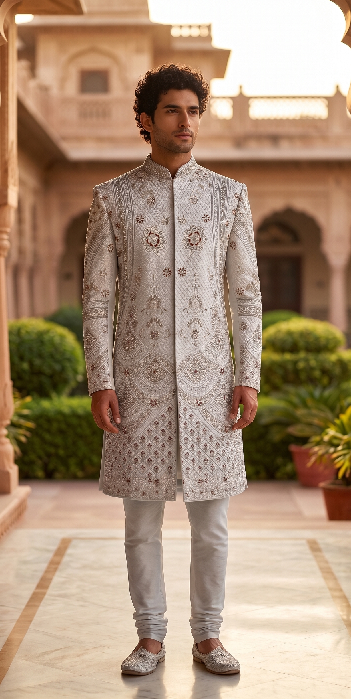 Men's wedding Silver Designer Sherwani