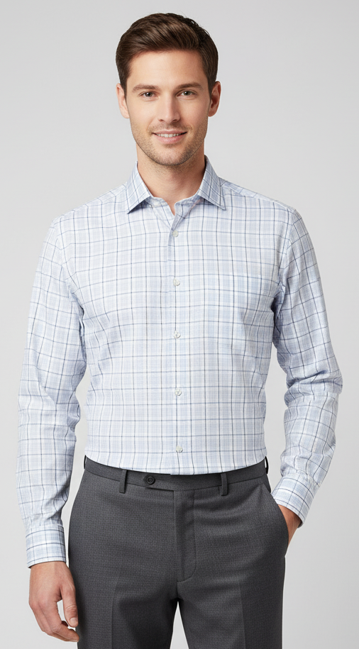 Men's Cotton Blue Checks Shirt