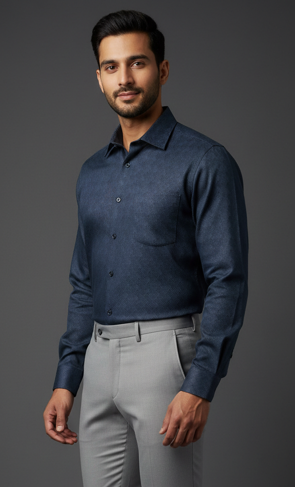 Cotton Blue Digital Printed Shirt