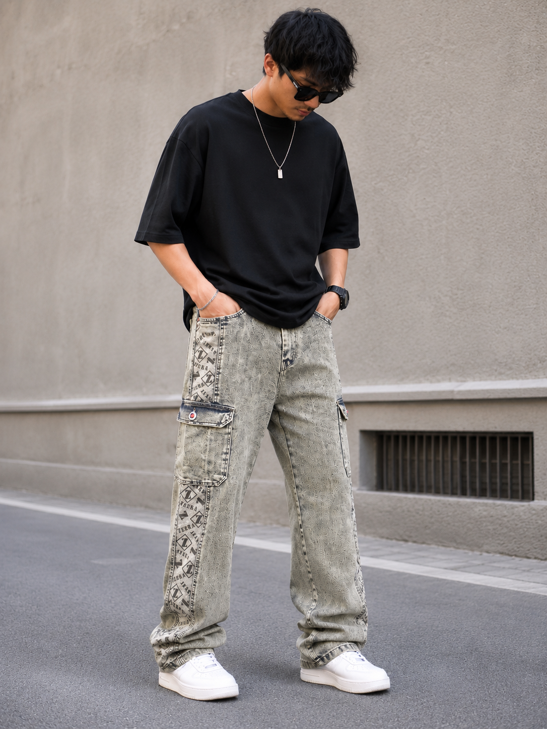 BAGGY JEANS PRINTED SIX POCKET