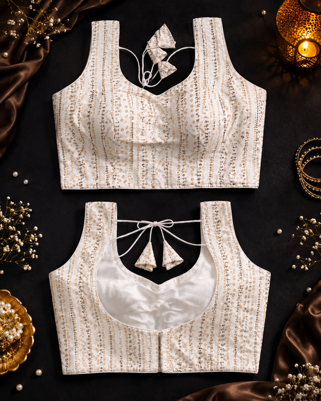 Pearl Glow Designer Ready-Made Blouse