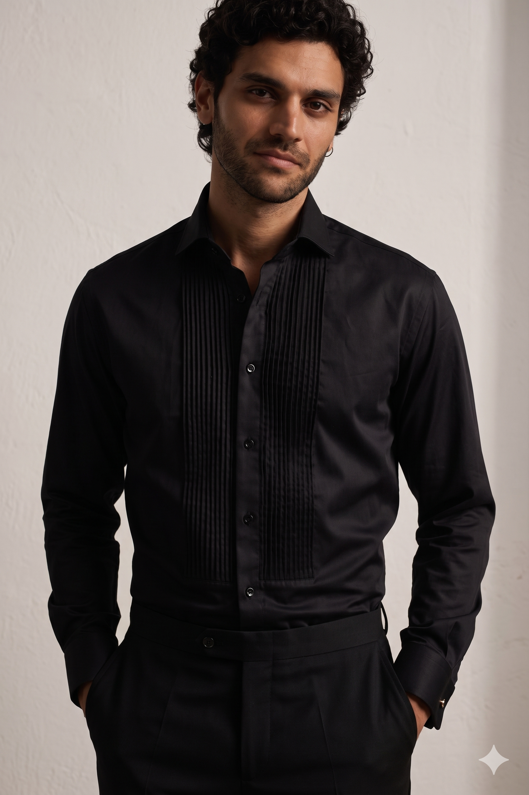 Giza cotton Black Tuxedo Shirt