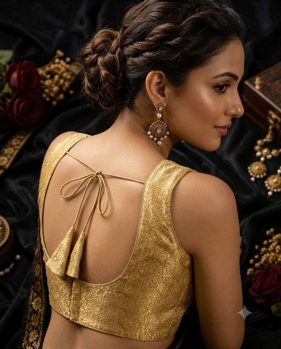 Golden Brocade Designer Readymade Blouse
