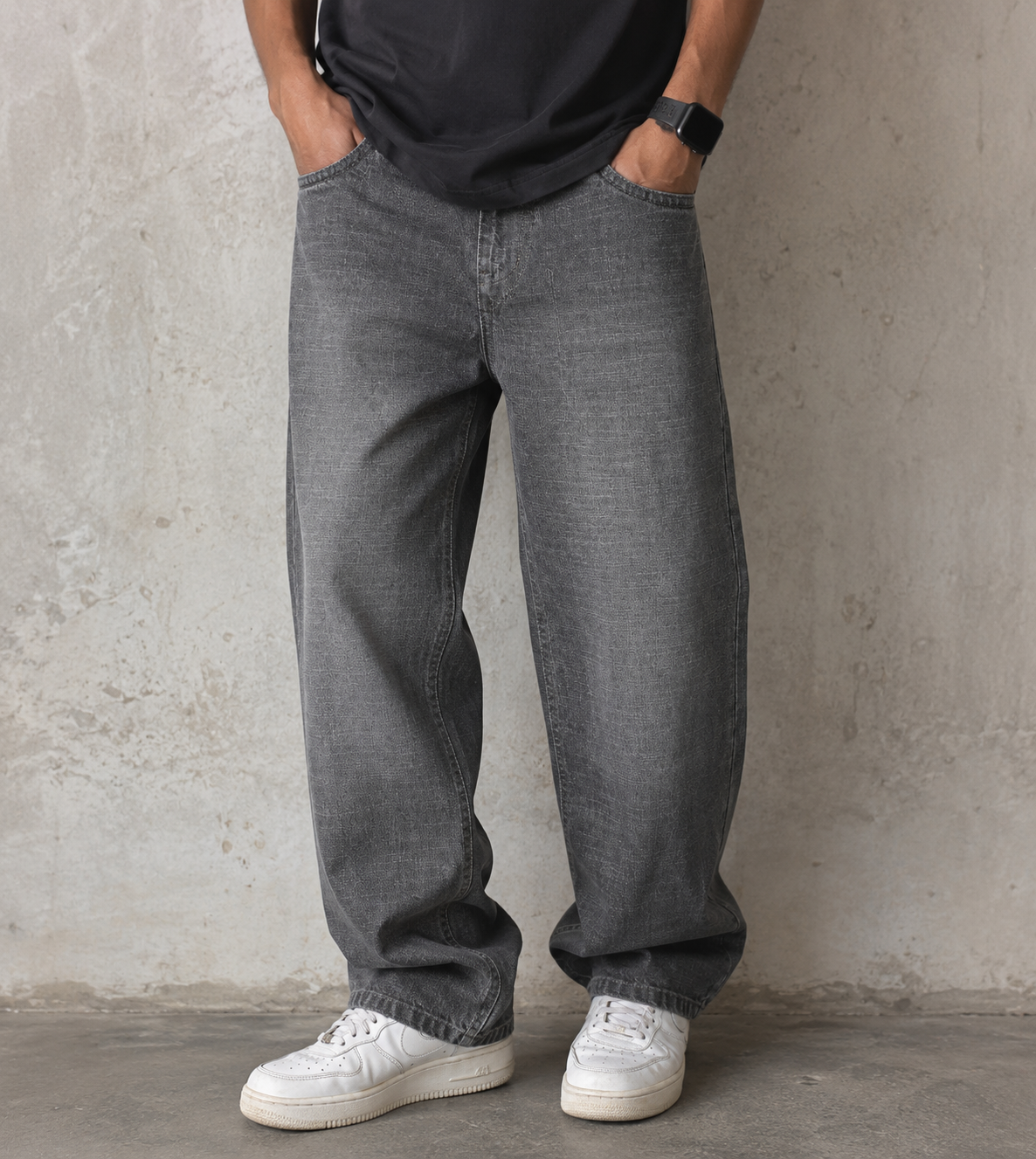 Men's Baggy Plain Shaded Jeans